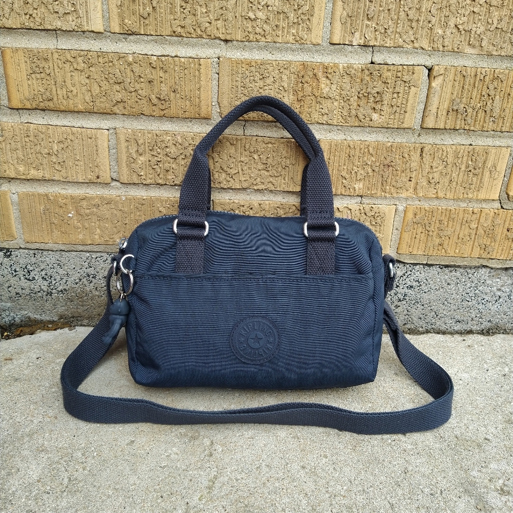 Kipling Folki Mini Satchel Crossbody Blue Blue Navy Nylon
